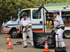 Senior Constable Jayne and Constable Graham demonstrated rescue equipment