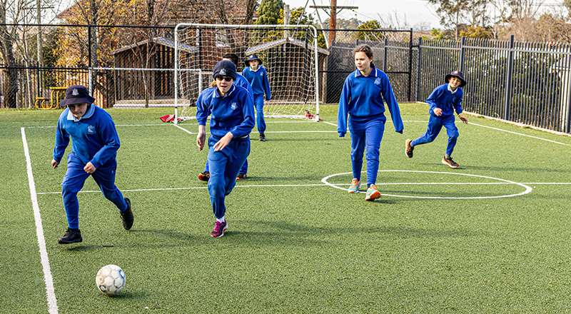 St Canice’s Catholic Primary Katoomba students playing soccer