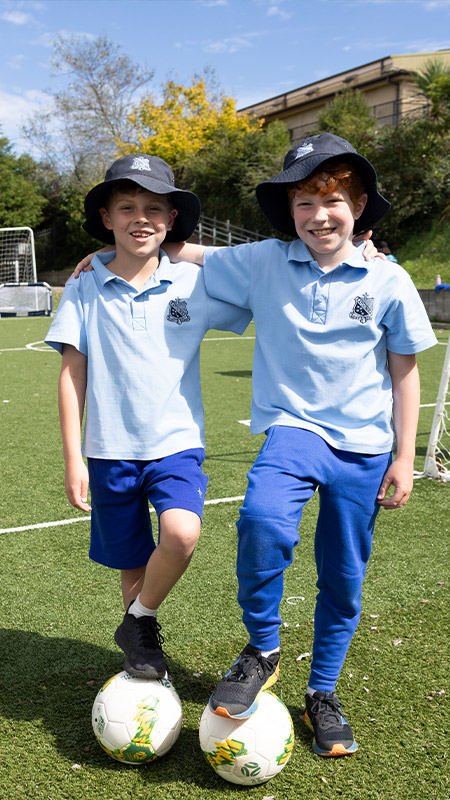 Two St Canice's Katoomba boys playing soccer