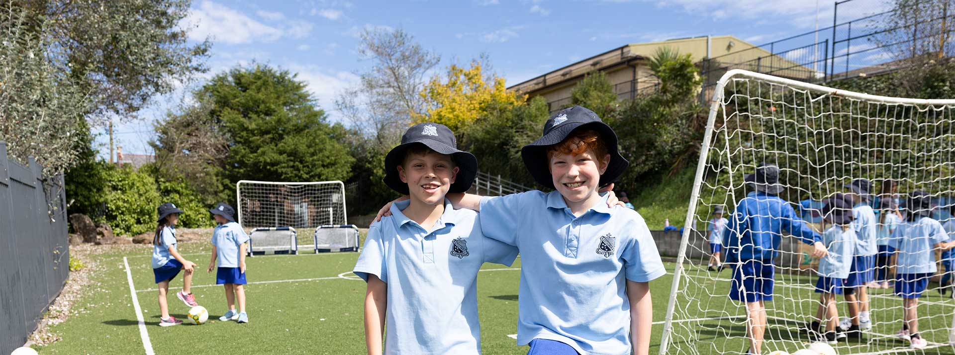 Two St Canice's Katoomba boys playing soccer