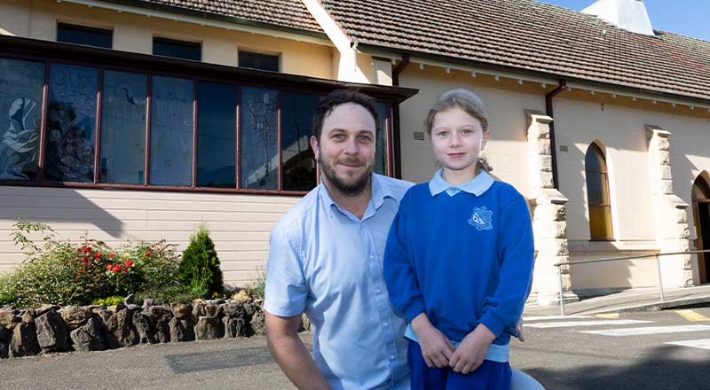 Parent and student at St Canice's Katoomba