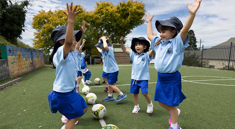 St Canice’s Katoomba students playing soccer