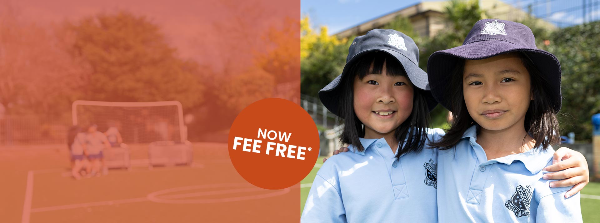 St Canice's Catholic Primary Katoomba students on outdoor soccer field. We are now fee free