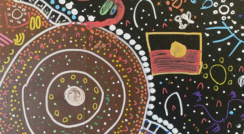Aboriginal artwork painted by St Canice's Katoomba students