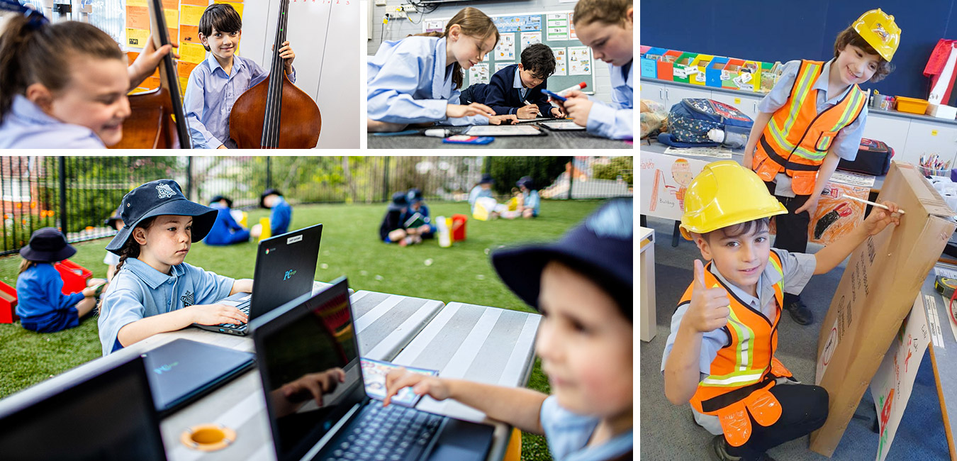 Collage of happy students at St Canice's Catholic Primary Katoomba